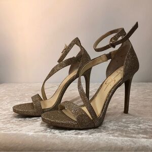 Jessica Simpson Rayli2 sparkle ankle strap high heels 7.5M